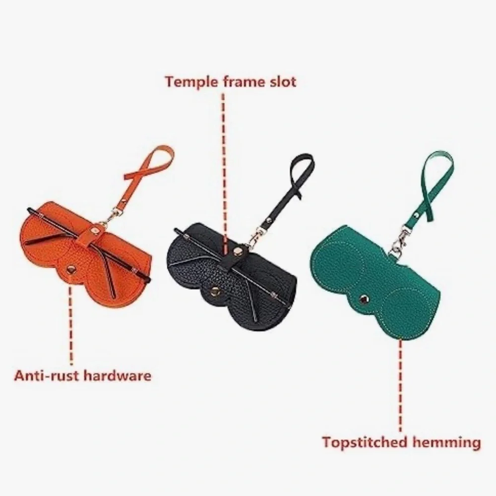 Soft Leather like Sunnies Case, purse charm orange